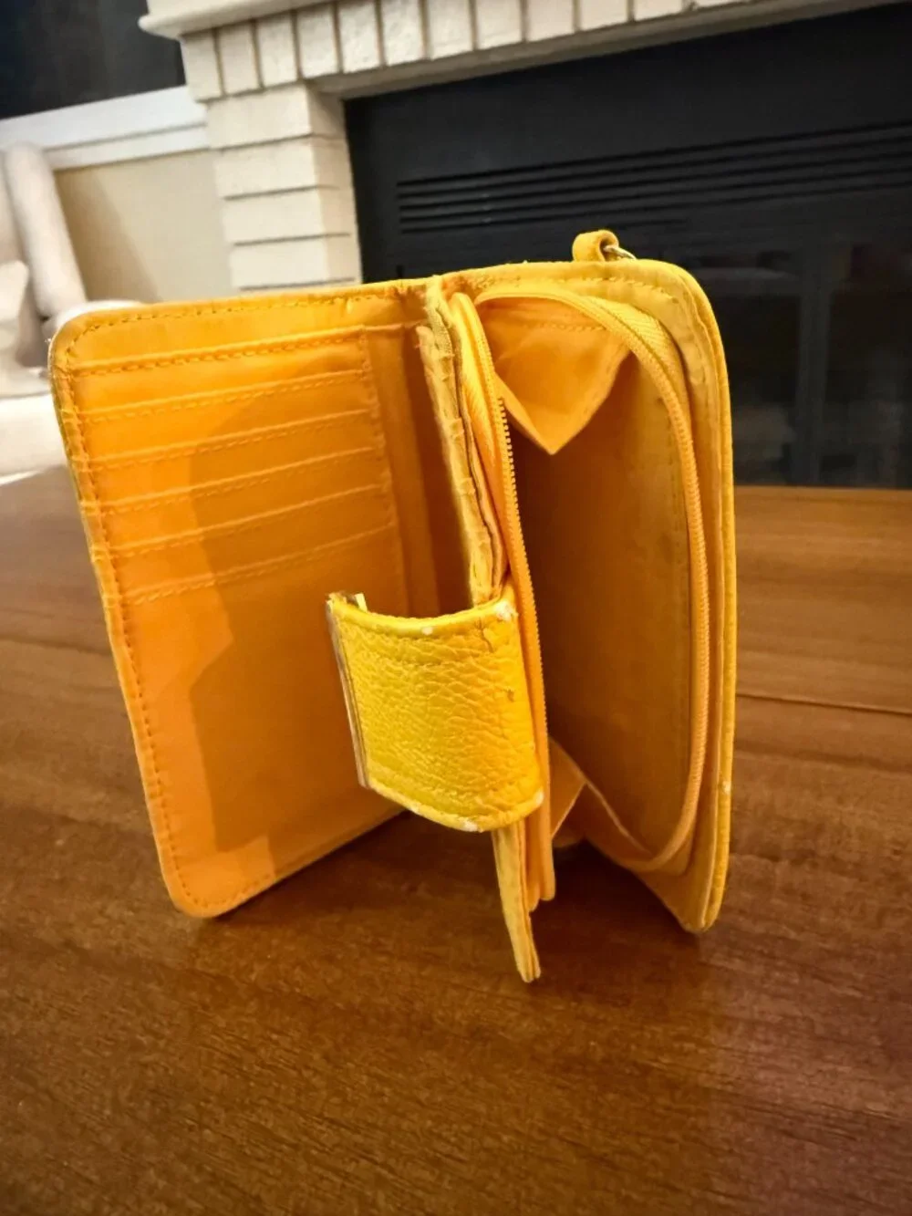 Yellow Faux Leather Wristlet Wallet
